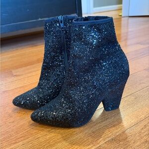 Topshop Black Sparkle Ankle Boots